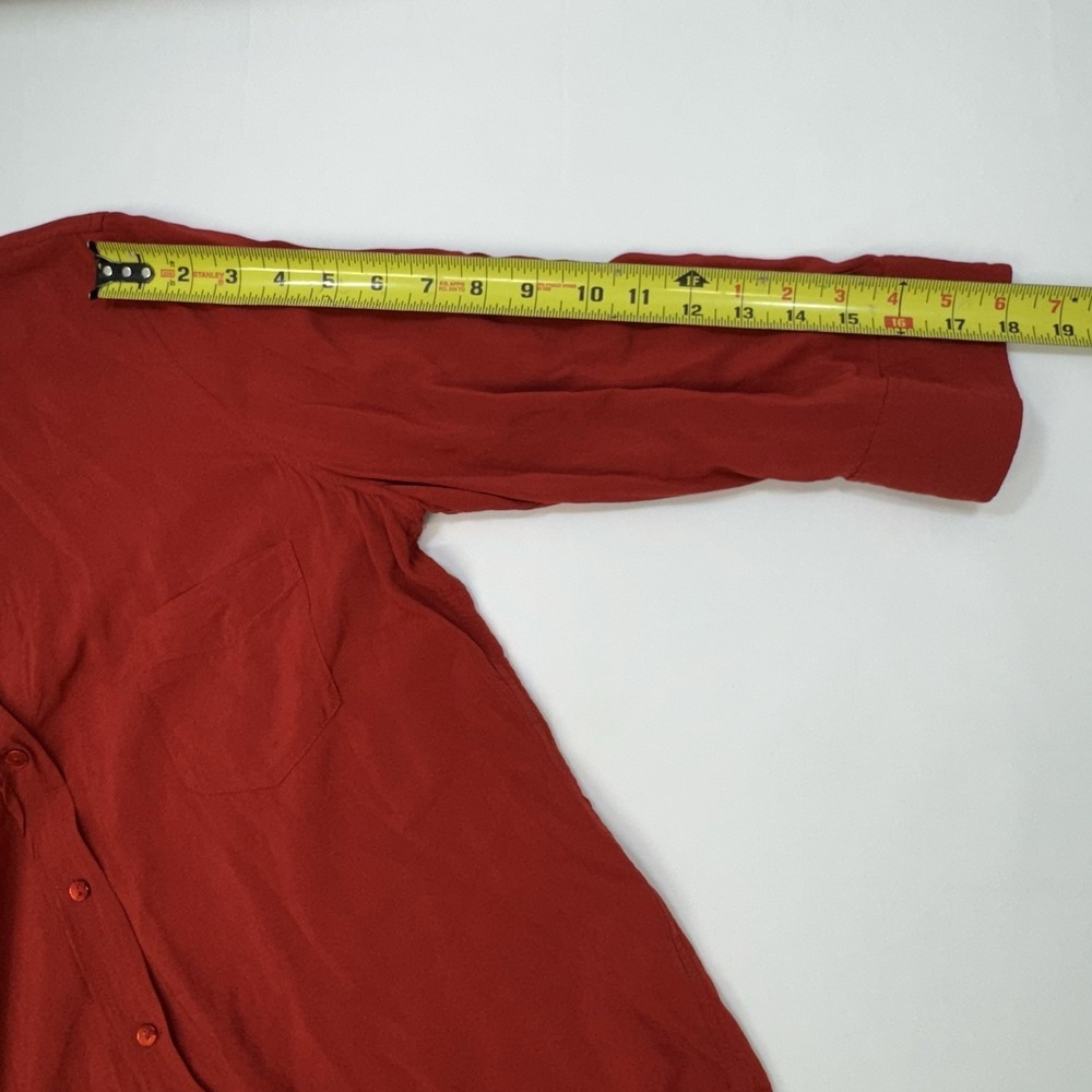 Women's Button-Front Blouse - Rust Red - Picture 13 of 13